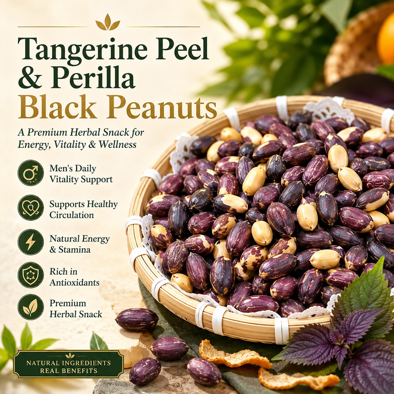 🌿 Premium Tangerine Peel, Perilla & Black Peanuts – Naturally Flavorful Daily Snack🥜-TOP1