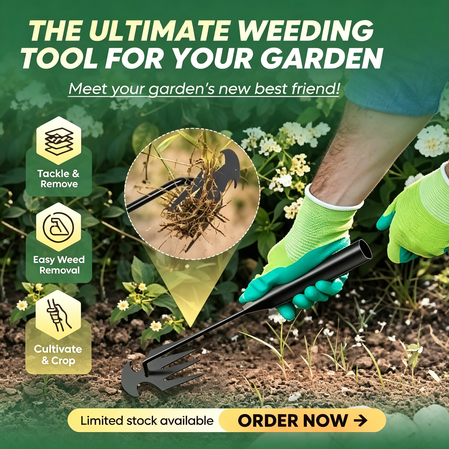 🌱Multifunctional Grass Hook Tool, Effortless Yard Weeding-Viral