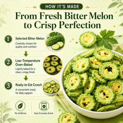 🥒 Oven-Baked Bitter Melon Chips [Non-Fried] — Pure Natural Low-Carb Snack for Blood Sugar Support & Satiety -TOP1