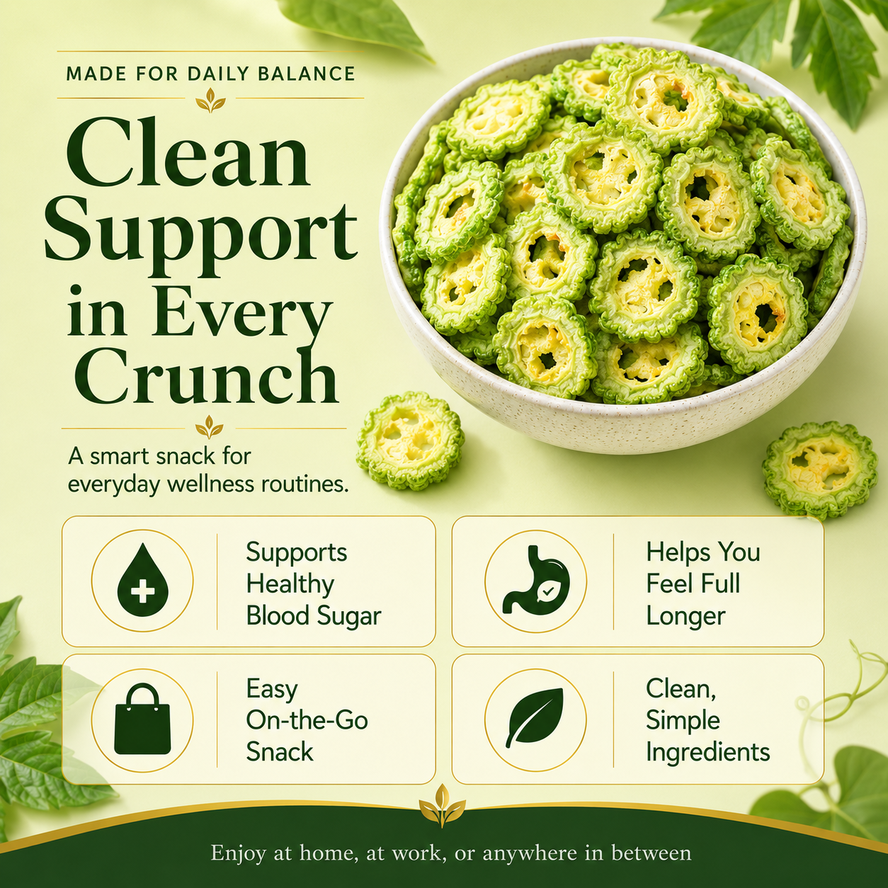 🥒 Oven-Baked Bitter Melon Chips [Non-Fried] — Pure Natural Low-Carb Snack for Blood Sugar Support & Satiety -TOP1