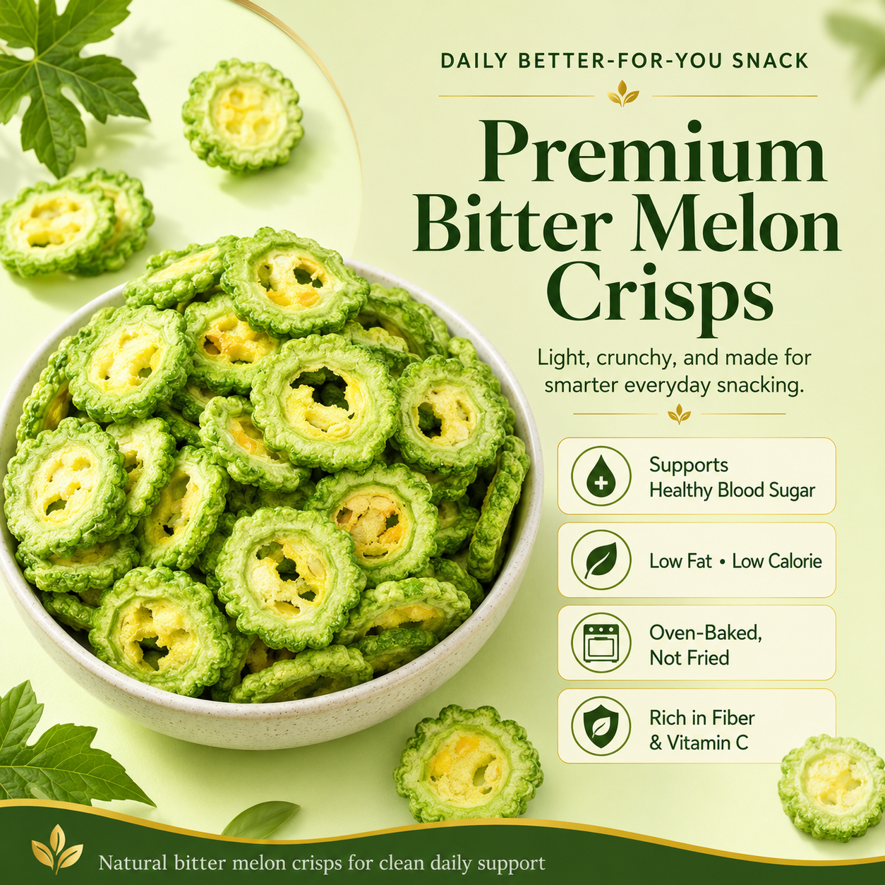 🥒 Oven-Baked Bitter Melon Chips [Non-Fried] — Pure Natural Low-Carb Snack for Blood Sugar Support & Satiety -TOP1