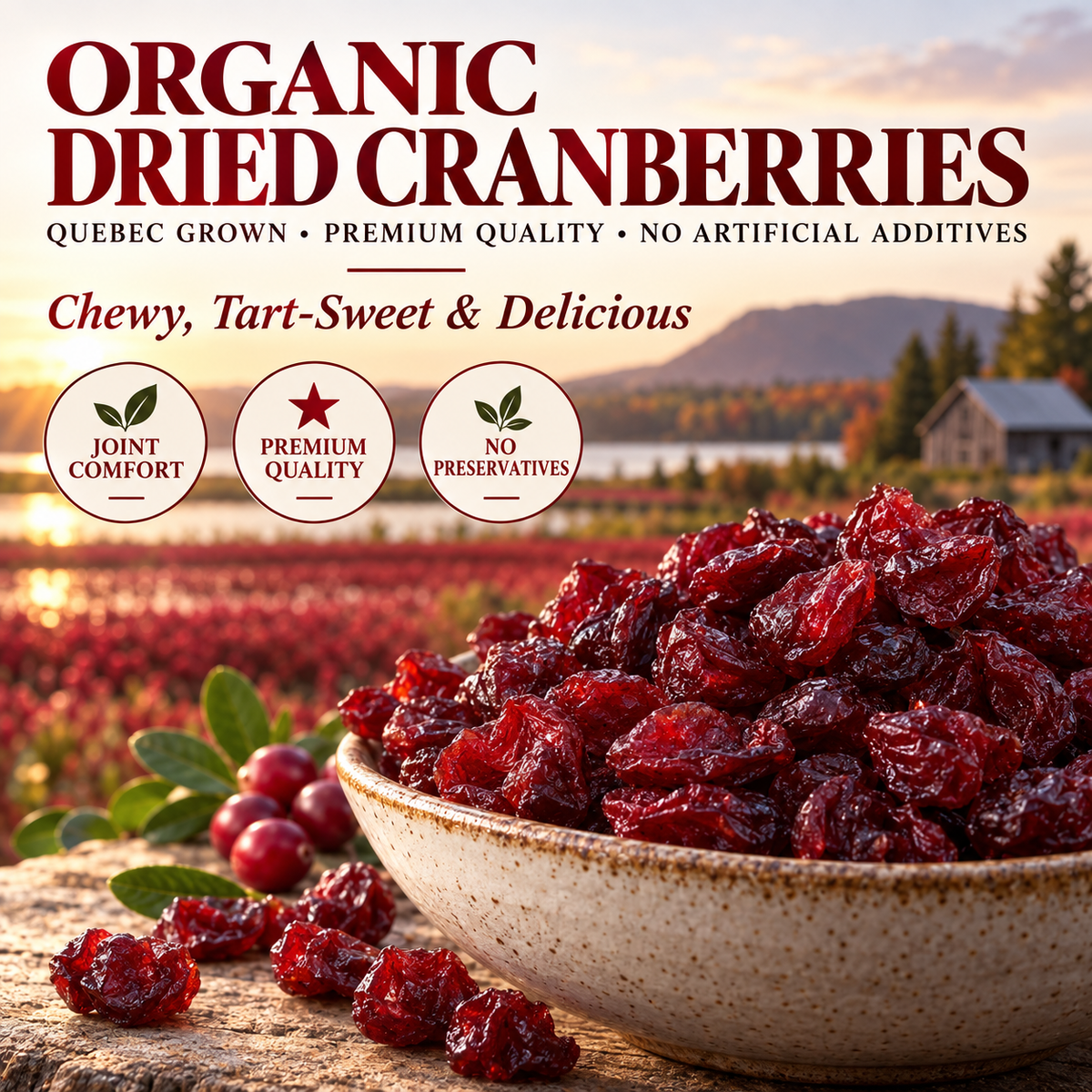 Premium Canadian Organic Wild Dried Cranberries – Antioxidant Superfood Snack 🇨🇦-Finds