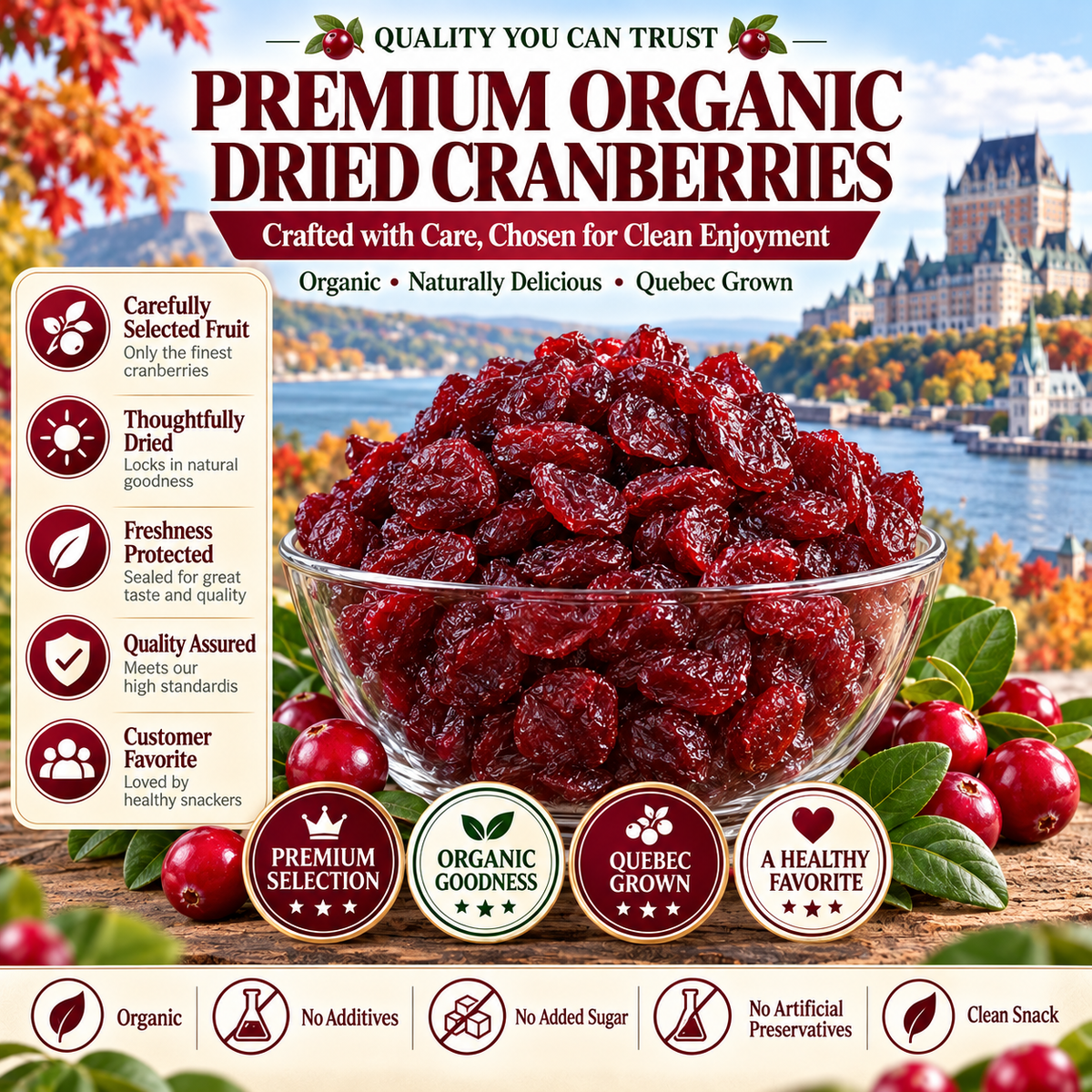 Premium Canadian Organic Wild Dried Cranberries – Antioxidant Superfood Snack 🇨🇦-Finds
