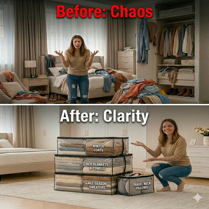 ✨Large Heavy-🛒Duty Thick Clear Storage Bag for Clothes, Moving & Storage💪-Viral