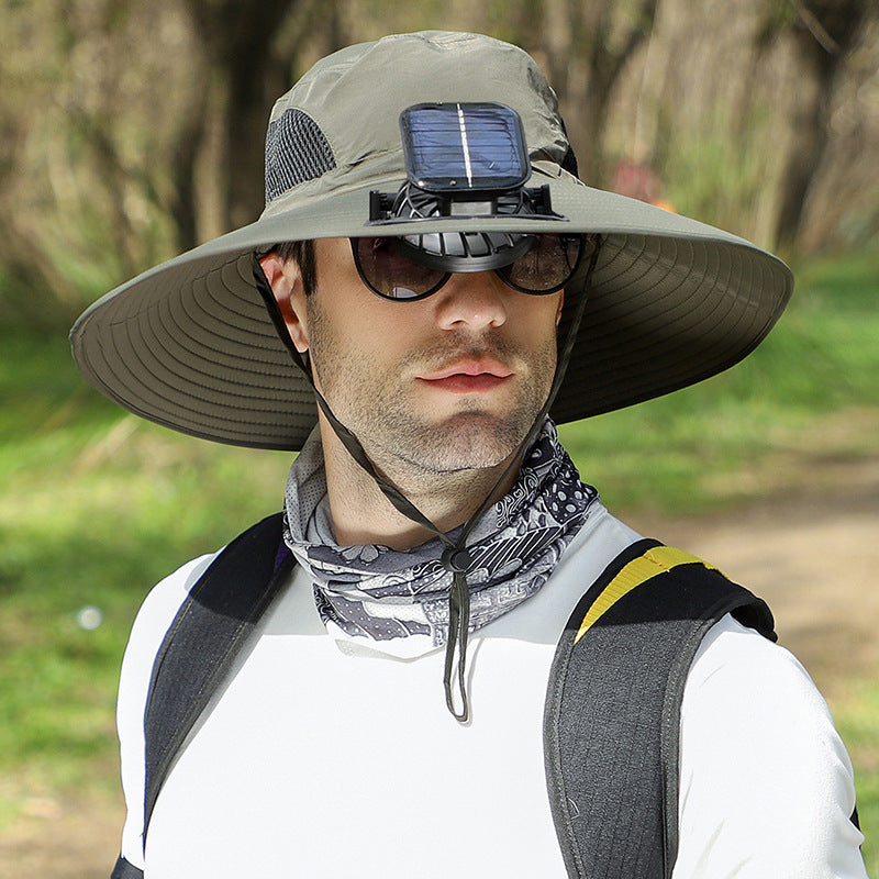 🔥Father's Day Sale 50% OFF - Wide Brim Solar Fan Outdoor Fishing Hat-Solar & USB Charging-Finds