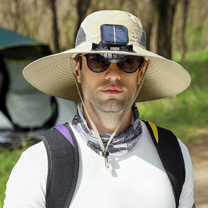 🔥Father's Day Sale 50% OFF - Wide Brim Solar Fan Outdoor Fishing Hat-Solar & USB Charging-Finds