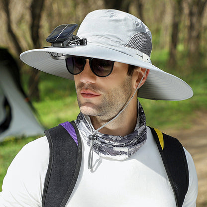🔥Father's Day Sale 50% OFF - Wide Brim Solar Fan Outdoor Fishing Hat-Solar & USB Charging-Finds