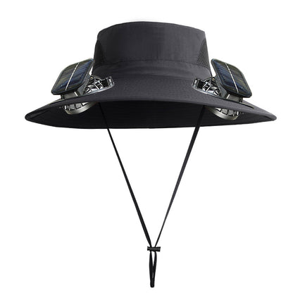 🔥Father's Day Sale 50% OFF - Wide Brim Solar Fan Outdoor Fishing Hat-Solar & USB Charging-Finds