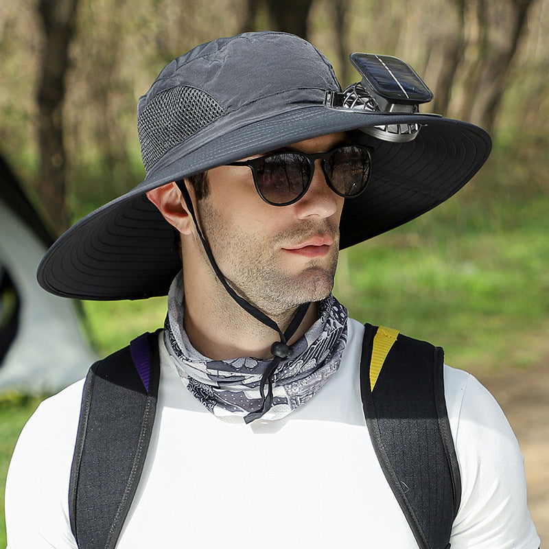 🔥Father's Day Sale 50% OFF - Wide Brim Solar Fan Outdoor Fishing Hat-Solar & USB Charging-Finds