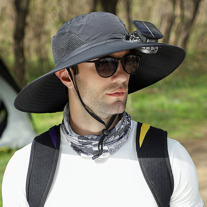 🔥Father's Day Sale 50% OFF - Wide Brim Solar Fan Outdoor Fishing Hat-Solar & USB Charging-Finds