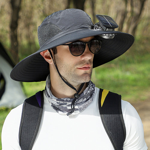 🔥Father's Day Sale 50% OFF - Wide Brim Solar Fan Outdoor Fishing Hat-Solar & USB Charging-Finds