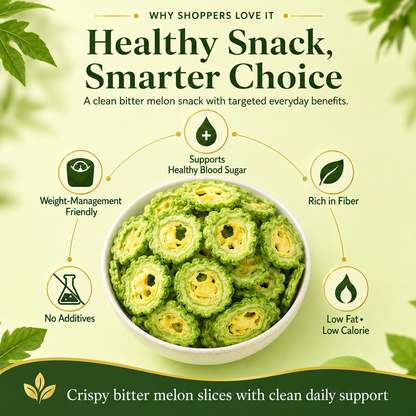 🥒 Oven-Baked Bitter Melon Chips [Non-Fried] — Pure Natural Low-Carb Snack for Blood Sugar Support & Satiety -TOP1