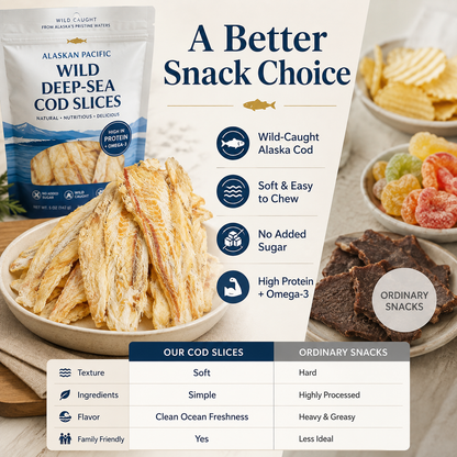 🐟 Wild-Caught Alaska Cod Slices™ | Premium High-Protein Seafood Snack | Soft, Tender & Delicious-TOP1