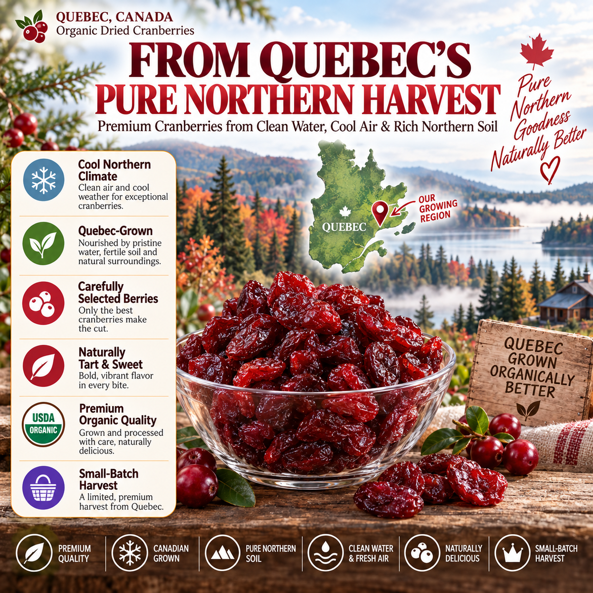 Premium Canadian Organic Wild Dried Cranberries – Antioxidant Superfood Snack 🇨🇦-Finds