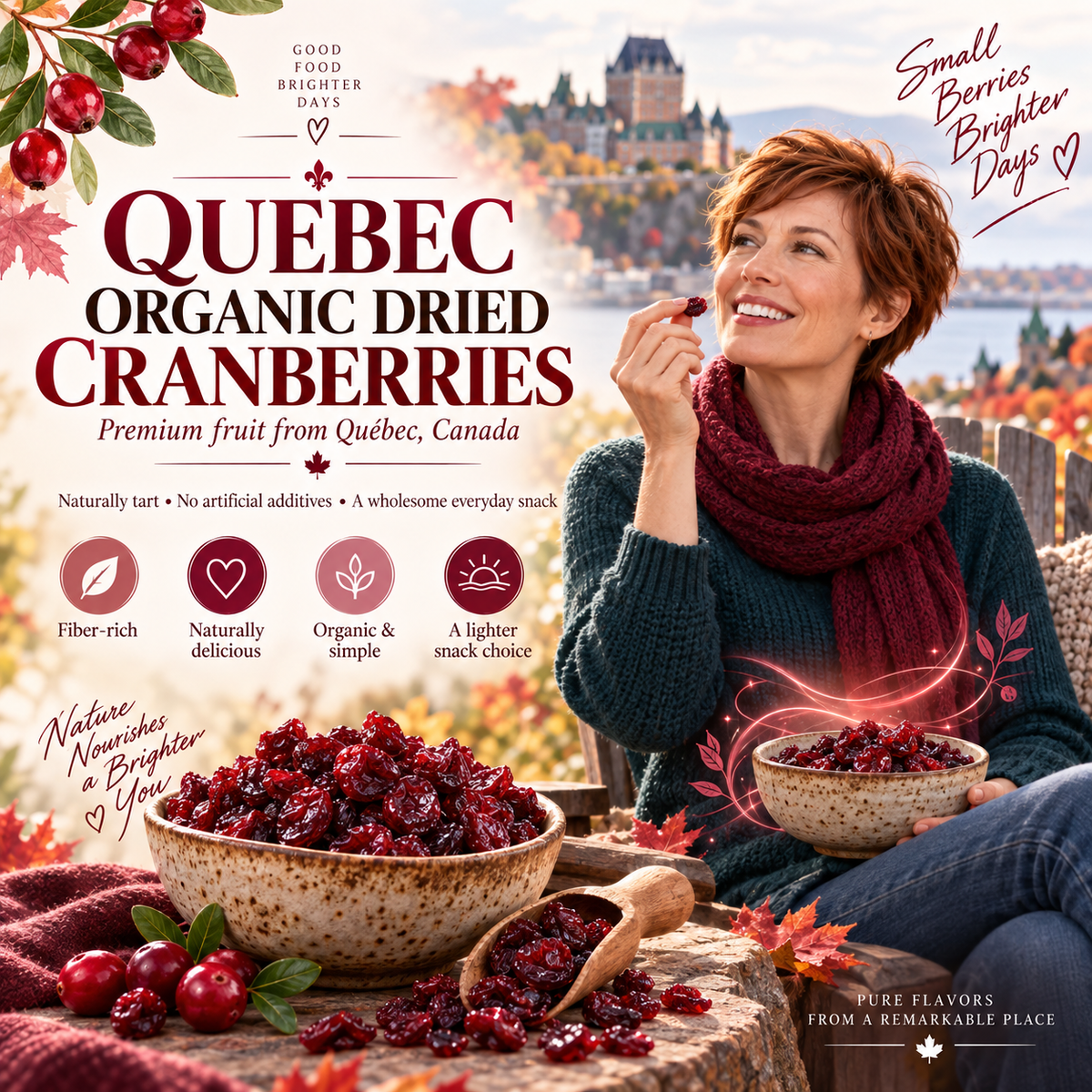 Premium Canadian Organic Wild Dried Cranberries – Antioxidant Superfood Snack 🇨🇦-Finds