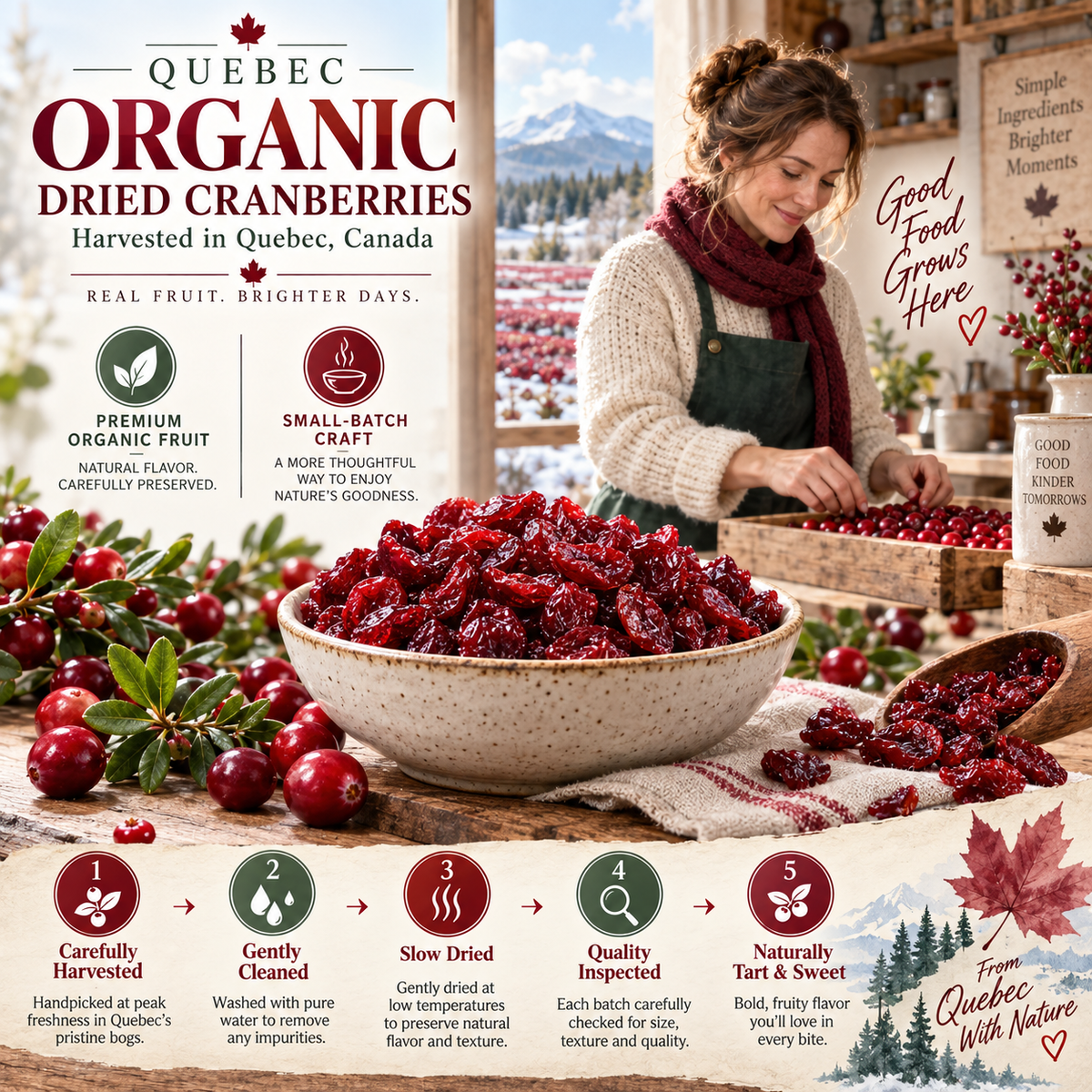Premium Canadian Organic Wild Dried Cranberries – Antioxidant Superfood Snack 🇨🇦-Finds