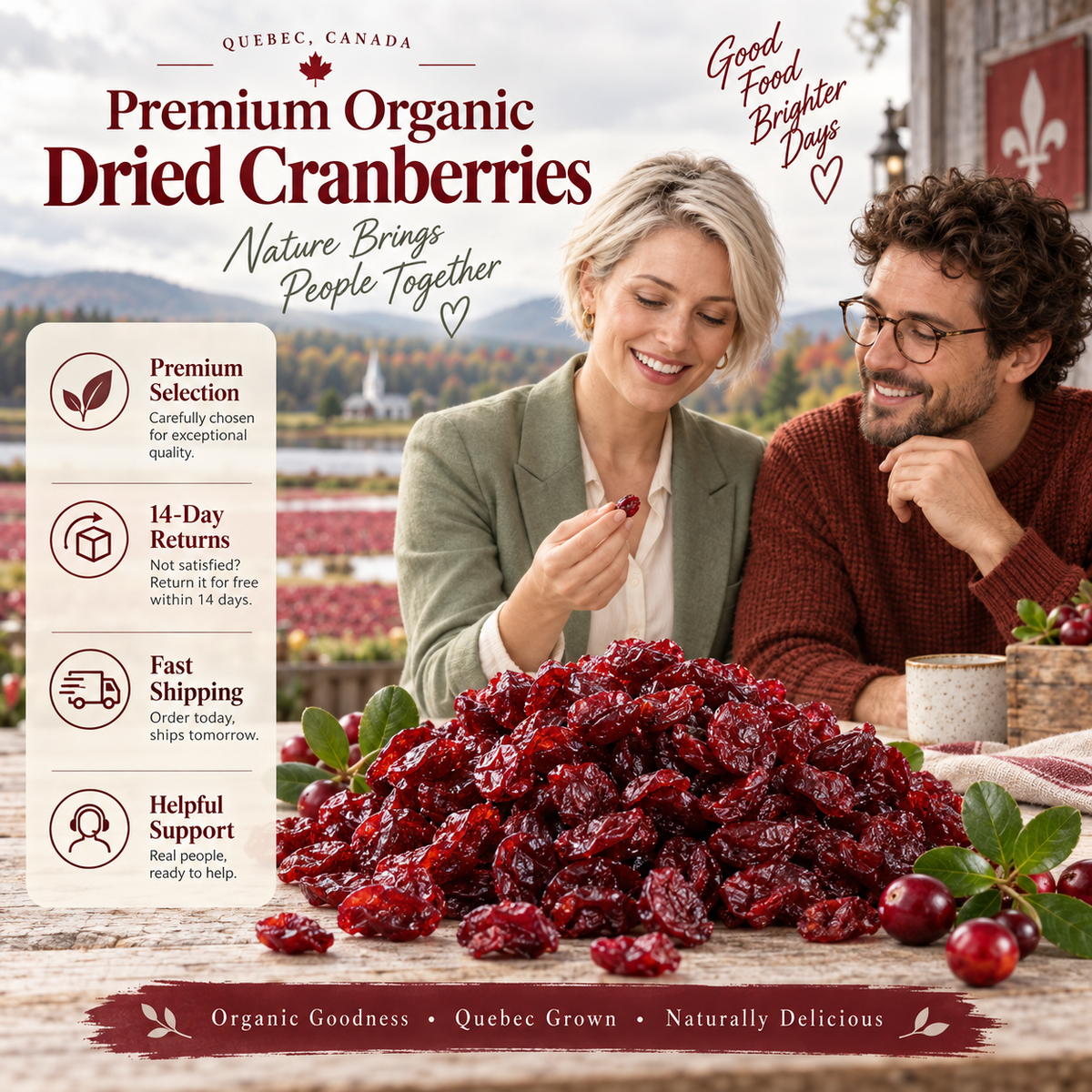 Premium Canadian Organic Wild Dried Cranberries – Antioxidant Superfood Snack 🇨🇦-Finds