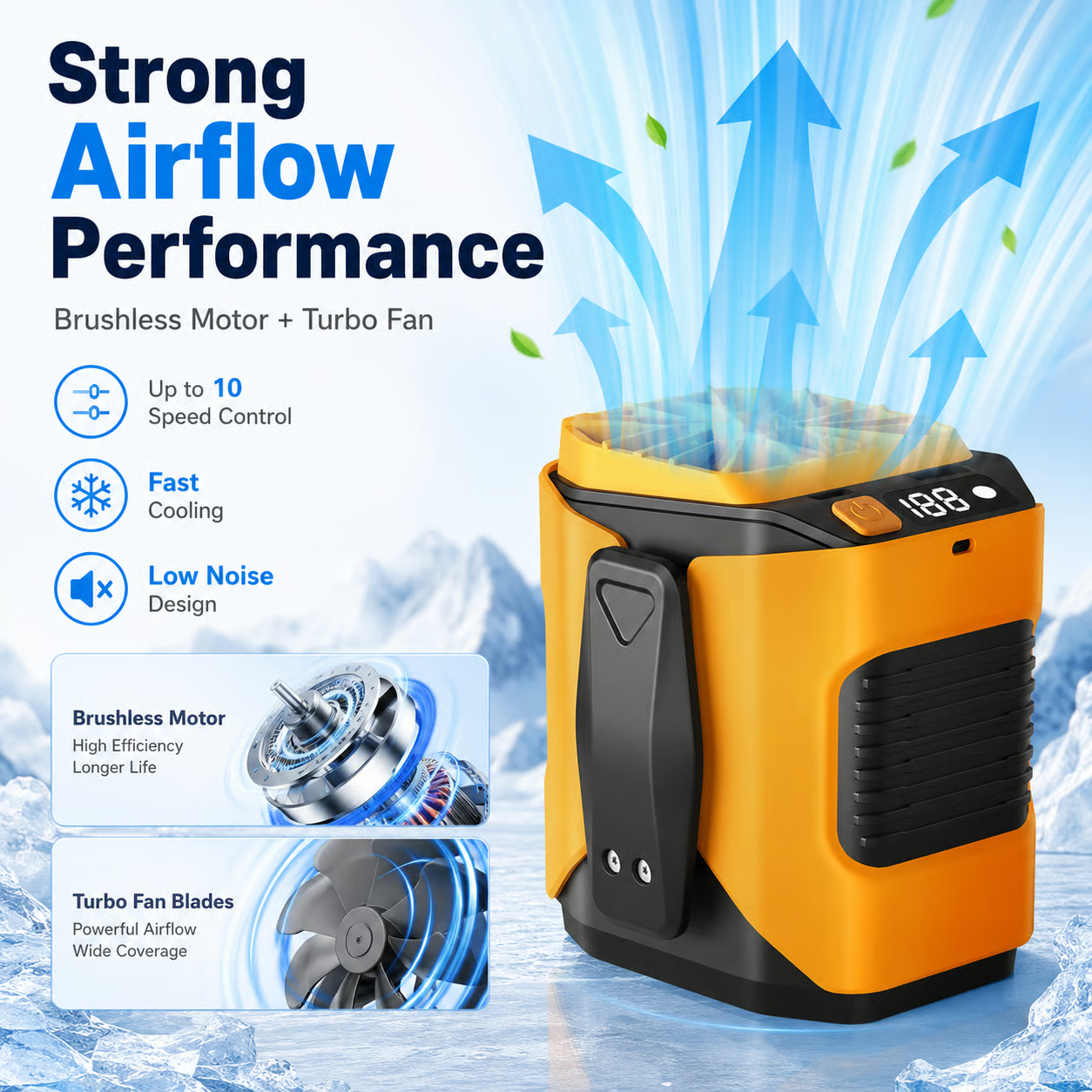 🔧 4-in-1 Portable Waist Fan - Hands-Free Cooling, 10 Speeds, 6000mAh Battery for Work & Outdoor!-Finds