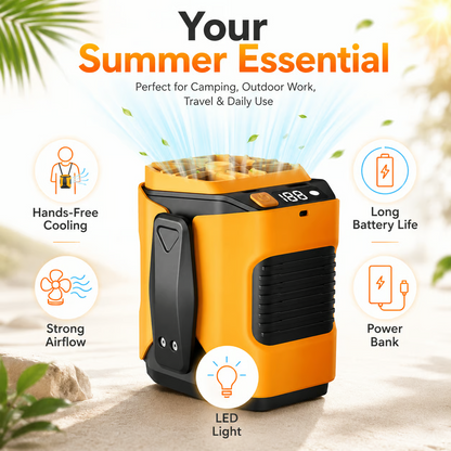 🔧 4-in-1 Portable Waist Fan - Hands-Free Cooling, 10 Speeds, 6000mAh Battery for Work & Outdoor!-Finds