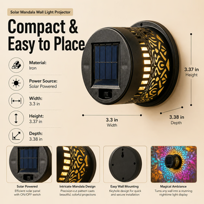 65K+ SOLD!✨-Solar Mandala Wall Light | Outdoor Garden Fence Projector Lamp 🪐🌌-Finds