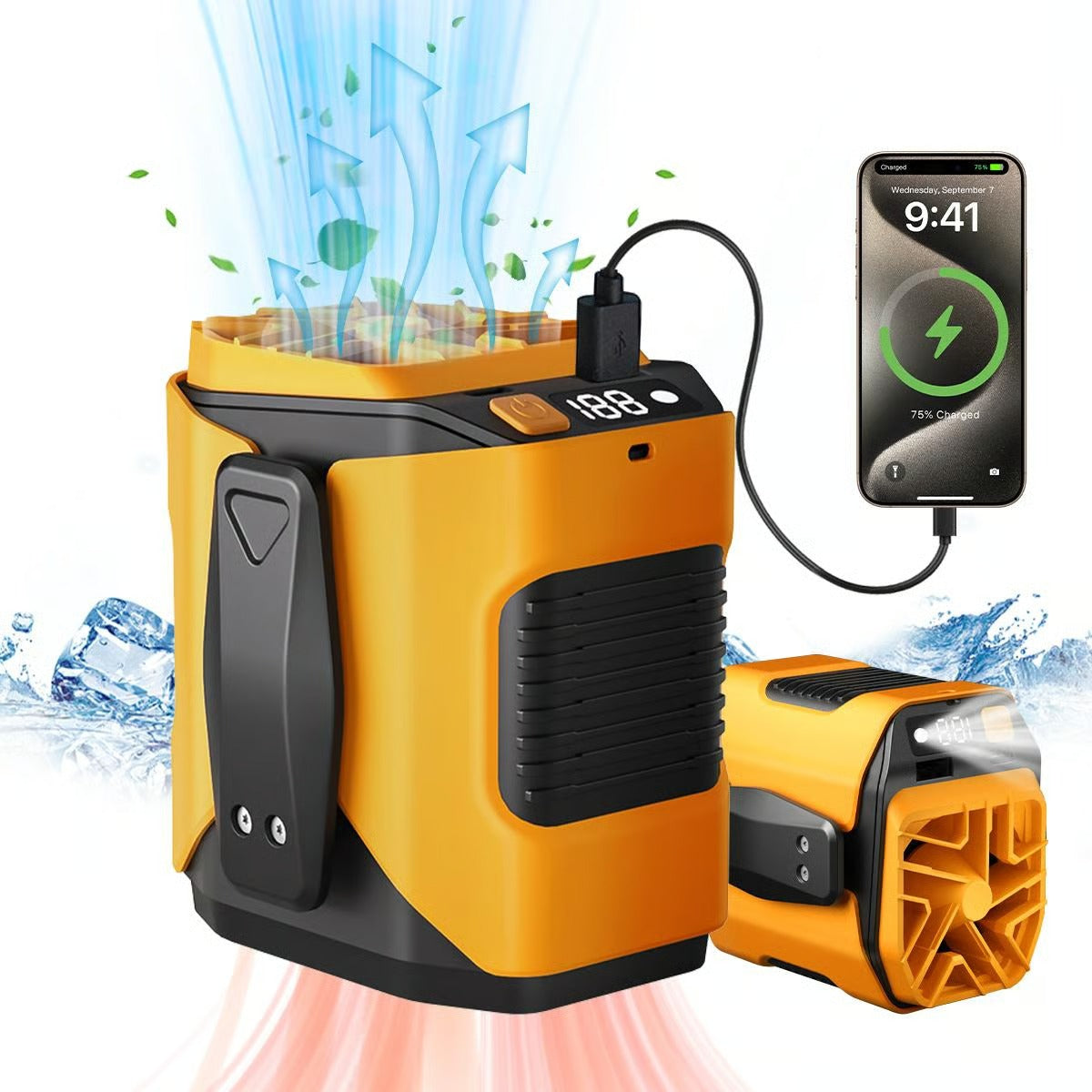 🔧 4-in-1 Portable Waist Fan - Hands-Free Cooling, 10 Speeds, 6000mAh Battery for Work & Outdoor!-Finds