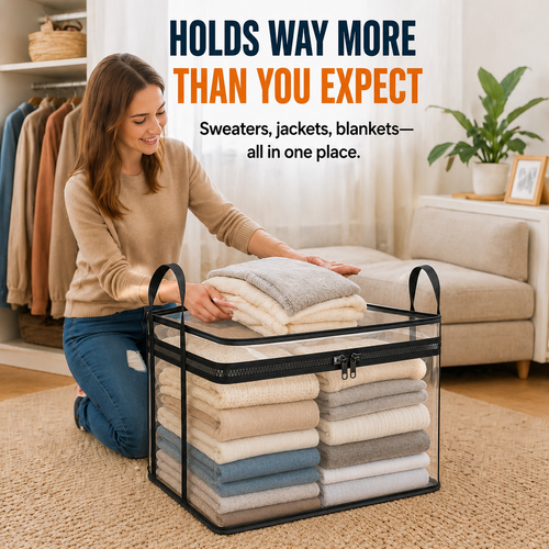 ✨Large Heavy-🛒Duty Thick Clear Storage Bag for Clothes, Moving & Storage💪-Viral