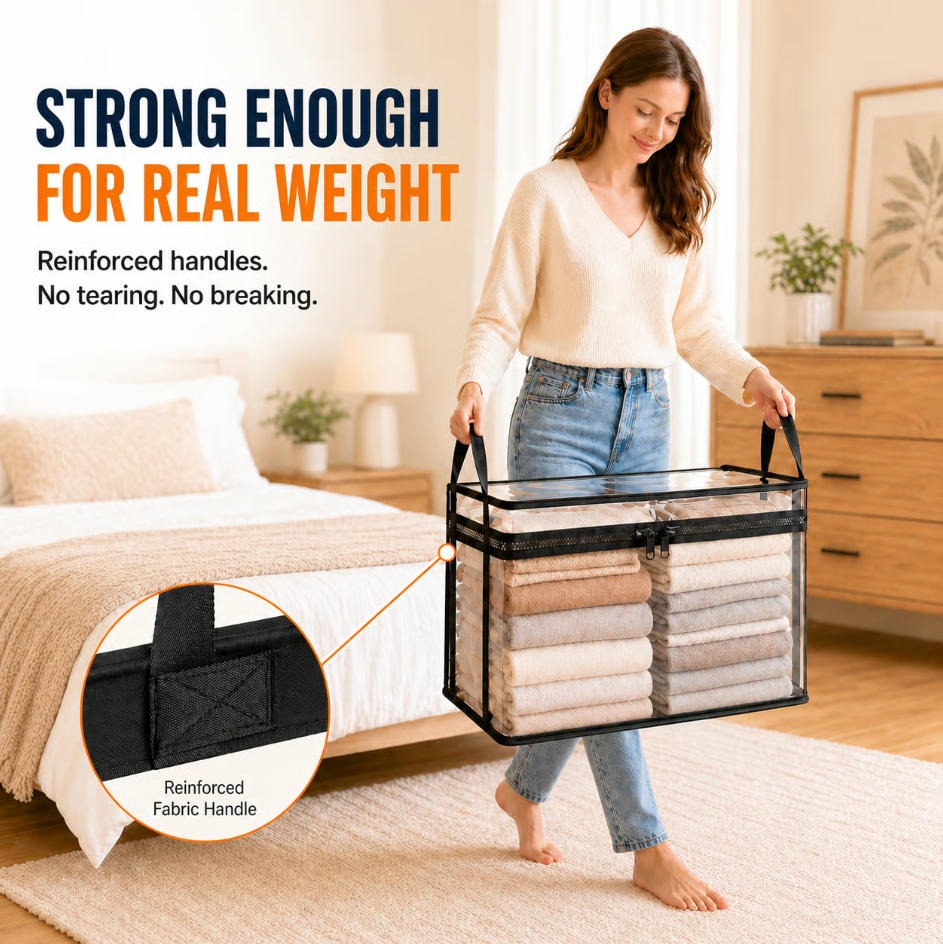✨Large Heavy-🛒Duty Thick Clear Storage Bag for Clothes, Moving & Storage💪-Viral