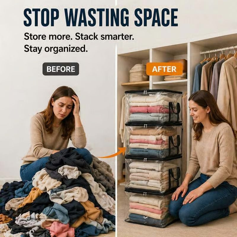✨Large Heavy-🛒Duty Thick Clear Storage Bag for Clothes, Moving & Storage💪-Viral